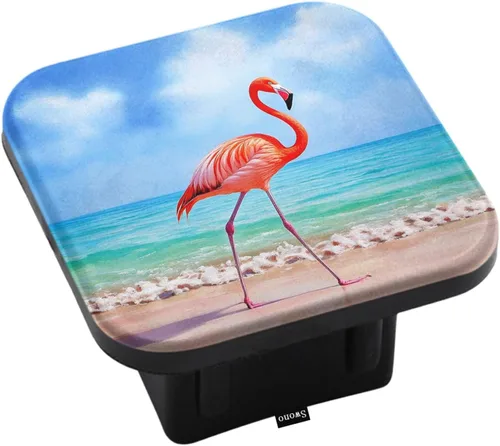 Swono Cubiertas de enganche de remolque flamenco, pájaro rosa tropical, 2 pulgadas, goma suave para camiones, SUV, Jeeps