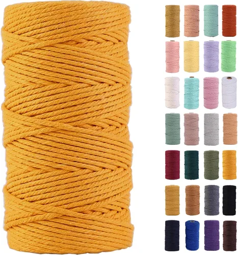 Vista 30 de Cuerda de macramé azul aire de 0.079 in x 220 yardas, cuerda de algodón colorido de algodón suave para colgar en la pared, colgadores de plantas