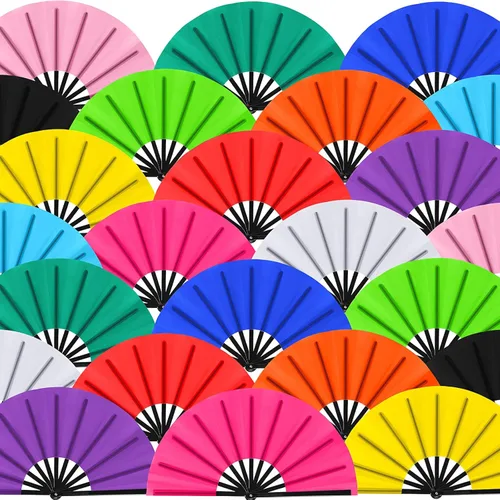 Blulu 24 piezas de abanicos grandes plegables para baile en línea de 13 pulgadas, abanicos con botas en el suelo para baile en línea para mujeres y