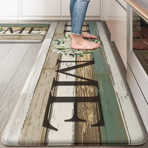 Vista 44 de KIMODE Tapete de Cocina Estilo Granja 2PCS Alfombras de Cocina Anti Fatiga Antideslizantes Impermeables Tapete de Piso de Cocina Acolchado Cómodo