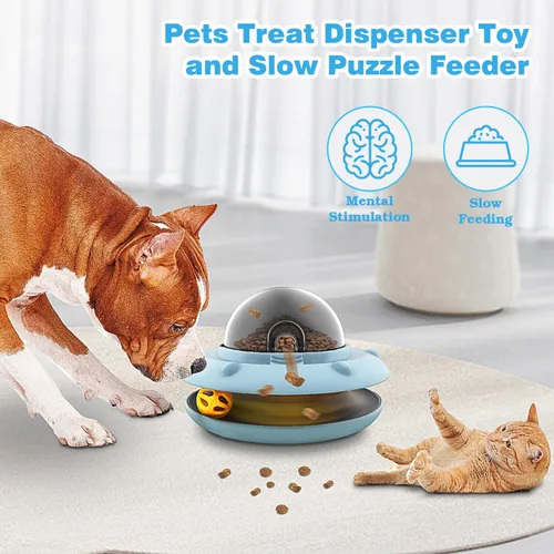 Vista 2 de Juguete interactivo para perros y gatos, rompecabezas de comida para mascotas con bola de campana, adecuado para cachorros y gatitos