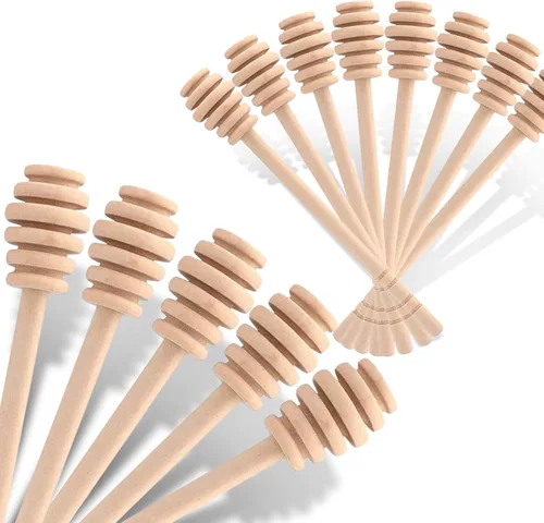 Paquete de 12 mini palitos de madera para miel de 6 pulgadas con servidor envuelto individualmente para dispensar miel, rociar miel y recuerdos de