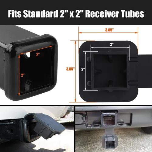 Vista 4 de Cubierta de enganche de remolque de 2 pulgadas, goma suave y resistente, protege el tubo de enganche, fácil de instalar, ajuste universal por