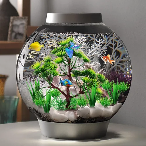 Vista 4 de Decoraciones de plantas de pecera, 10 plantas artificiales para decoración de acuario, decoraciones de peces de árbol de plástico verde para tanque