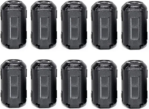 TOJOIN - 10 anillos de ferrita con clip en núcleo de ferrita RFI EMI supresor de ruido, anillos de ferrita para teléfono, TV, altavoz, radio USB,