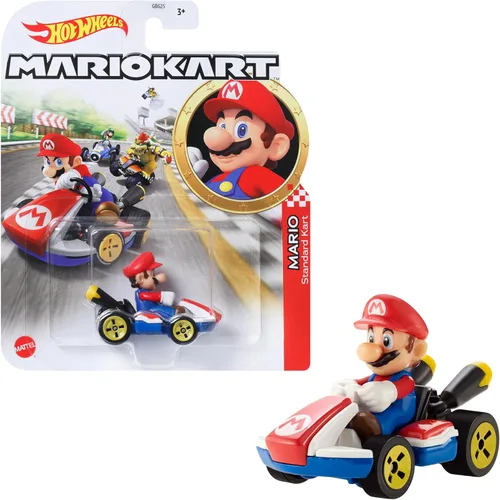 Vista 9 de Hot Wheels GBG31 Mario Kart 1:64 Bowser con vehículo Badwagon de fundición a presión, multicolor