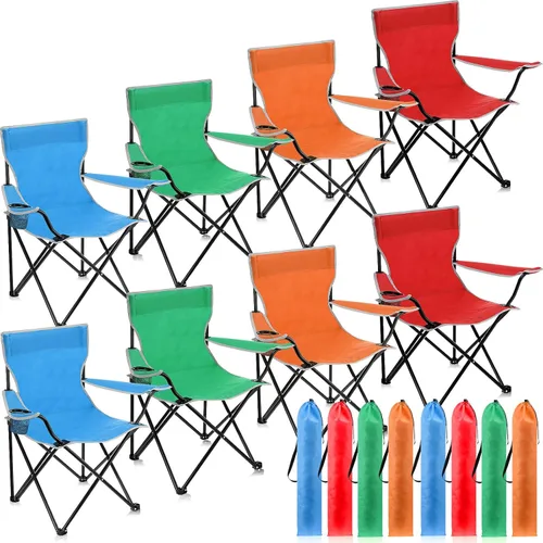 Vista 18 de 4 Pcs Extra Large Folding Camping Chairs with Cup Holder Carry Bag Large Size Portable Lightweight Lawn Chair with Mesh Side Pocket Fishing Hiking