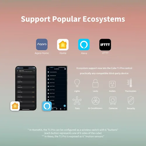 Vista 5 de Aqara Cube T1 Pro, requiere AQARA ZIGBEE 3.0 HUB, 6 lados para controlar diferentes escenas y diversas acciones para controlar dispositivos
