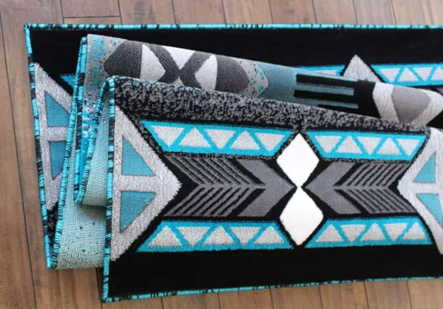 Vista 6 de Masada Rugs, Southwest - Alfombra de diseño nativo americano (6 pies x 9 pies, turquesa)