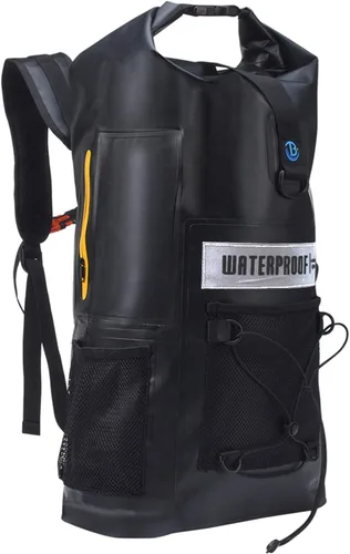 Blueshyhall Mochila seca impermeable de 32 L, bolsa de almacenamiento enrollable para viajes, kayak, rafting, barco, pesca, campamento, color negro