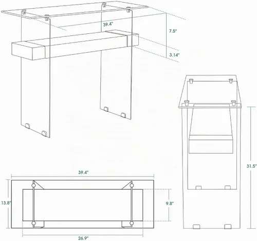 Vista 3 de ivinta Mesa de arrimo de cristal con almacenamiento, mesa de sofá moderna de 39.4" para sala de estar, vestíbulo, pasillo, dormitorio 5101 (Negro)