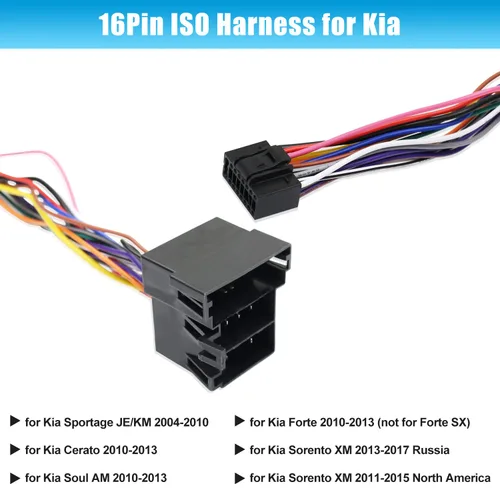 Vista 2 de Adaptador de arnés de cableado de radio estéreo ISO de 16 pines para reemplazo de radio de coche Hyundai Verna Accent Kia Android