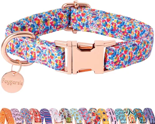 Vista 13 de Faygarsle Collar de perro floral para niñas y perras, collar suave y elegante para mascotas con diseño de flores, collar negro ideal para perros
