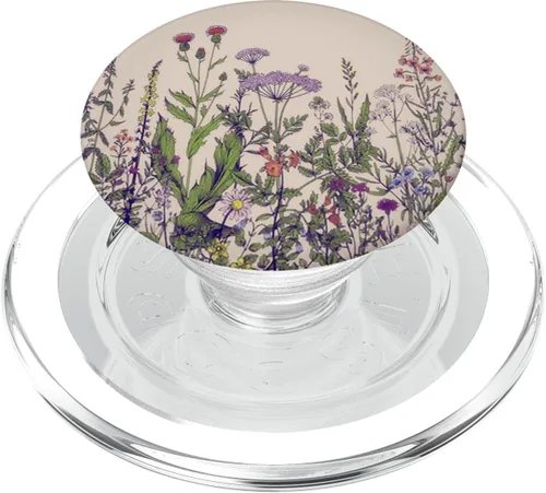 Vista 8 de Lindo diseño simple de flores silvestres floral en beige PopSockets estándar PopGrip