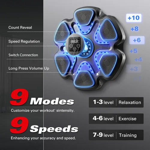 Vista 3 de Music Boxing Machine with Gloves for Adults Boxing Machine Wall Mounted Music, Smart Connection Boxing Equipment for Home and Gym, Training Machine