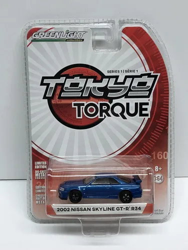 Greenlight TOKYO TORQUE 2002 SKYLINE GT-R R34 edición limitada fundida a presión 1:64