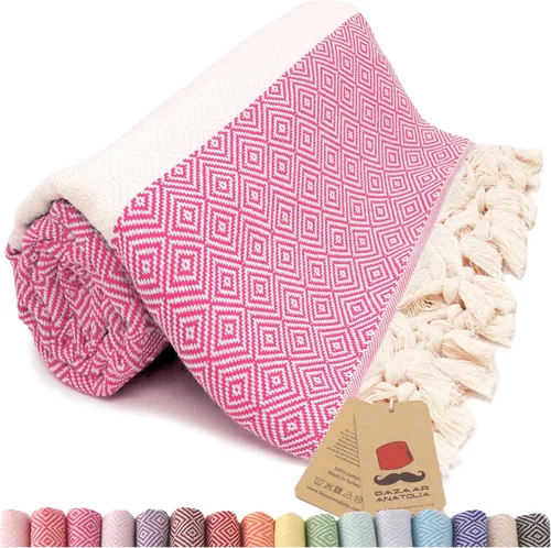 Vista 46 de Bazaar Anatolia Toalla de baño turca, 100% algodón, decoración bohemia de granja de secado rápido, manta de otoño para baño, de gran tamaño, 71 x 39