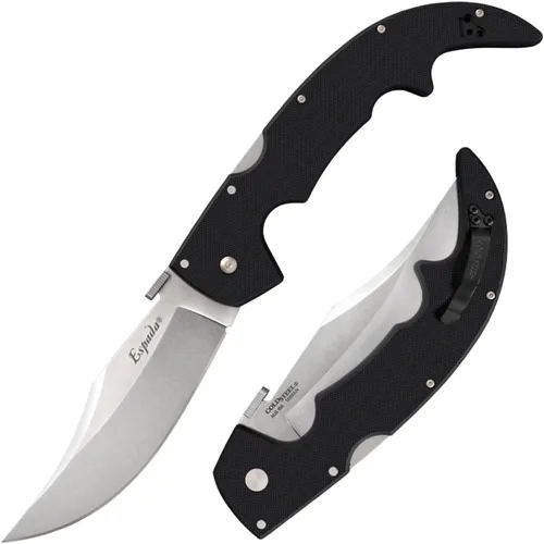 Vista 7 de Cold Steel Espada AUS10A - Cuchillo plegable de bolsillo táctico con cuchillas ultraafiladas de acero negro mate G-10 con bloqueo Tri-Ad