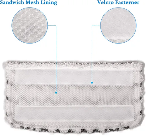 Vista 2 de F Flammi 12 Pack Microfiber Mop Replacement Pads for Shark Steam Mop S1000/S1000A/C/WM/S1001C & S2001 with Professional Scrubbing Strips – Washable