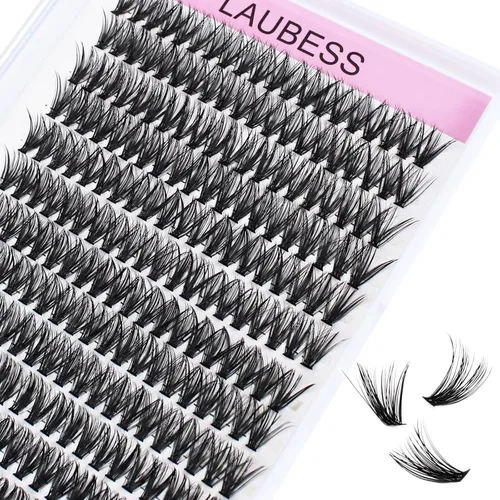 Vista 8 de Pestañas en racimo para extensiones con volumen, 50D, distintas longitudes, rizo D, kit de 240 pestañas en racimo para colocar en casa