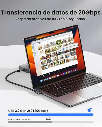 Vista 6 de Silkland Cable de datos USB C de 20 Gbps en ángulo recto, cable corto USB C