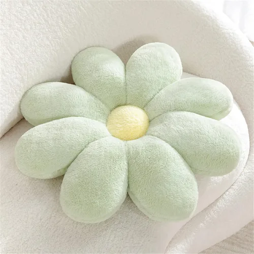 Vista 11 de Almohada de suelo con forma de flor, almohadas de felpa para leer, ver la televisión, bonita decoración del hogar, sofá, silla, sala de estar, Azul
