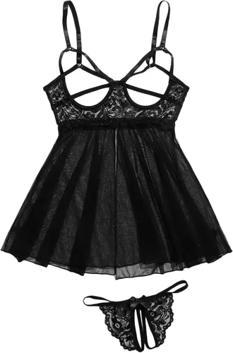 SweatyRocks - Lencería de malla con corte en contraste para mujer