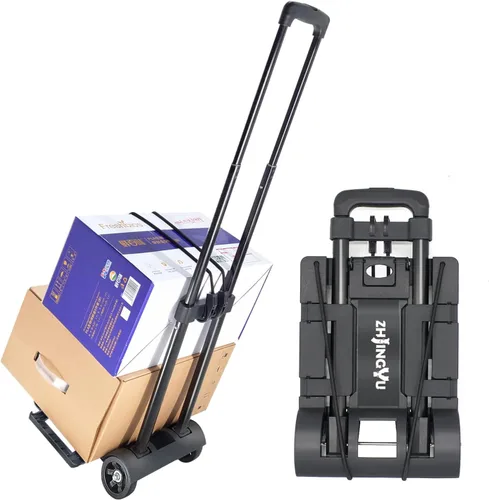 Carro de mano plegable, tubo de hierro, barra de tracción, carrito plegable con ruedas, utilitario, ligero, expandible, chasis grande, plegable en