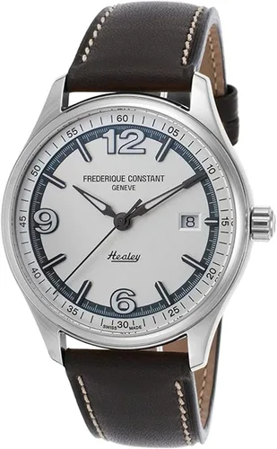 Frederique Constant - Reloj de vestir para hombre con estilo vintage de acero inoxidable y cuero, color gris oscuro (modelo FC-303WGH5B6)
