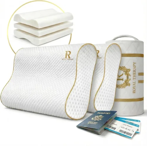 Vista 47 de 4 capas Queen, almohada de contorno, para dormir de lado y espalda, ortopédica, almohada de apoyo para el cuello, para dolor de cuello, CertiPUR-US