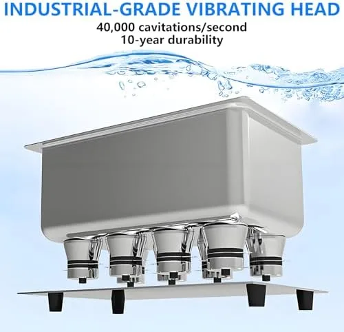 Vista 8 de 15L Ultrasonic Cleaner with Heater & Timer - 40kHz Digital Jewelry, Dental & Parts Cleaning Machine with Baskets, Degassing Function for Superior
