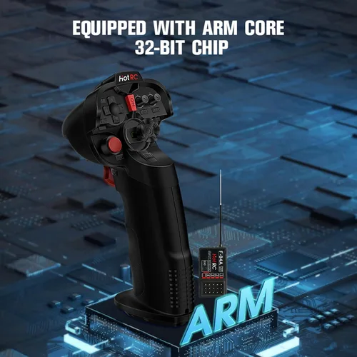 Vista 5 de HOTRC DS-4A 2.4G 4 Canales Transmisor de Radio RC de Mano Única con Receptor 4CH para Automóvil, Barco, Avión de Drones RC (Con 1 RX)