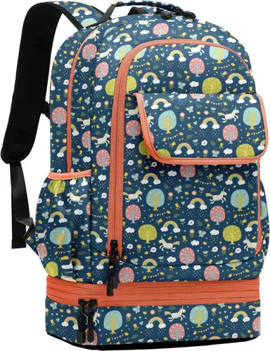 Vista 13 de Leaper Linda mochila para portátil de alpaca resistente al agua con aislamiento de doble cubierta bolsa de almuerzo negro