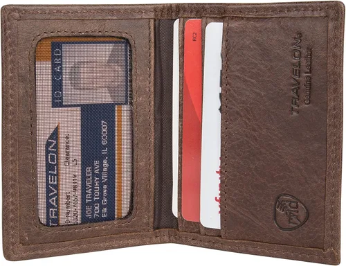 Vista 2 de Travelon Funda de tarjeta de bloqueo RFID, Marrón, Estuche para tarjetas Rfid Classic