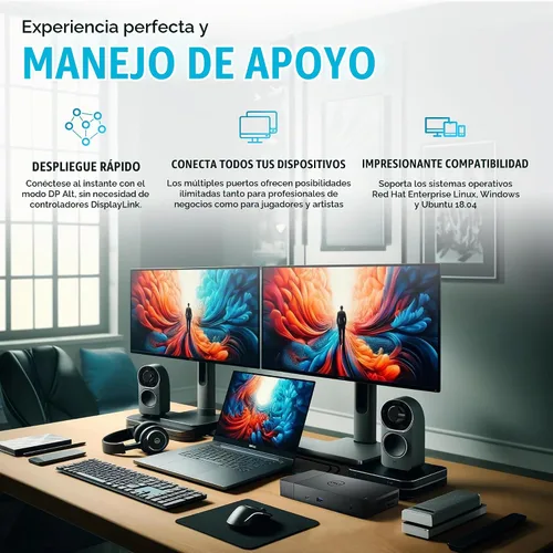 Vista 5 de Dell WD19TB Thunderbolt Dock - Estación de acoplamiento Dell Dual Monitor
