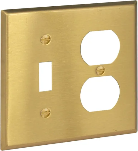 Vista 41 de Rio Salto Placa de pared de metal dorado en latón Placa de salida en blanco Cubierta para tomas de corriente no utilizadas Interruptor de pared de 1