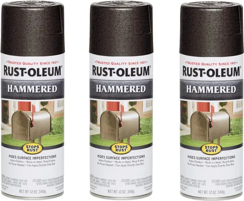 Vista 13 de Rust-Oleum 7215830 – Pintura en aerosol con efecto martillado para prevención del óxido, 12 oz (340 g), color negro