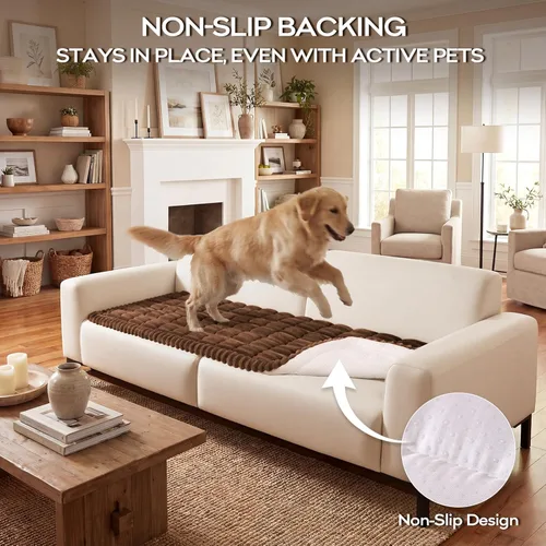 Vista 3 de decorUhome Funda de sofá mullida para mascotas, funda de sofá antideslizante para brazo de sofá, protector de sofá suave y grueso, fundas de sofá