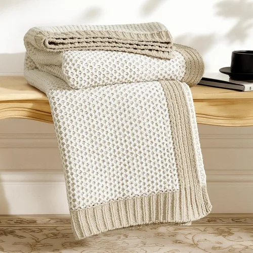 Vista 17 de Amélie Home Manta de Tiro de Punto Grueso, Manta de Chenilla Suave de Doble Cara Transpirable con Tejido de Cable para Sofá, Manta Decorativa