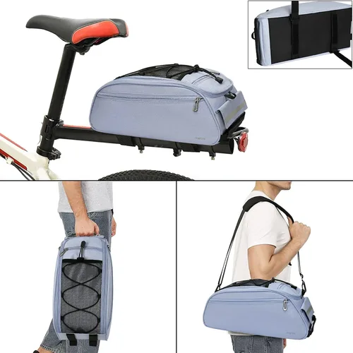 Vista 4 de MOSISO Bolsa de maletero para bicicleta, bolsa impermeable para asiento trasero de bicicleta, bolsa de almacenamiento para el sillín, bolsa