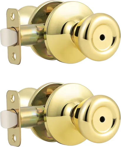 Vista 40 de GOBEKOR Paquete de 1 perillas para puerta de paso, pomos interiores de latón pulido sin llave, pomos de puerta de armario, pasillo, pomo de paso