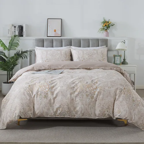 Vista 64 de FADFAY Juego de funda de edredón floral, tamaño completo, 100 % algodón, diseño de rosas y flores, funda de edredón azul, ropa de cama vintage