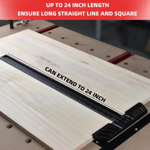 Vista 6 de GOINGMAKE Carpintería T-Square 24 pulgadas aleación de aluminio T Square Ruler 1/32 "Agujero Scrbing Guías posicionamiento herramienta de precisión