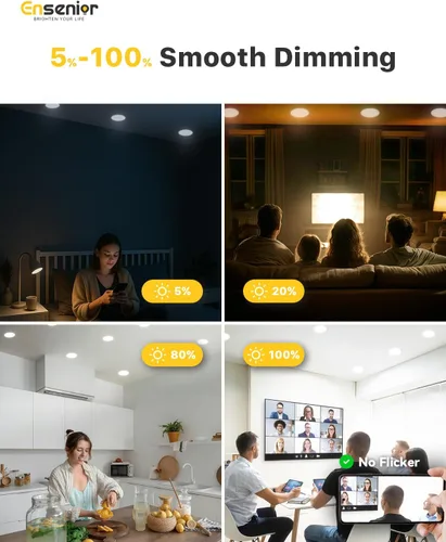 Vista 4 de Ensenior - Paquete de 12 luces LED empotrables de techo de 4 pulgadas, regulables, 6000K Blanco Claro, 750 lm, 9 W, 120 V, luz de oblea sin carcasa