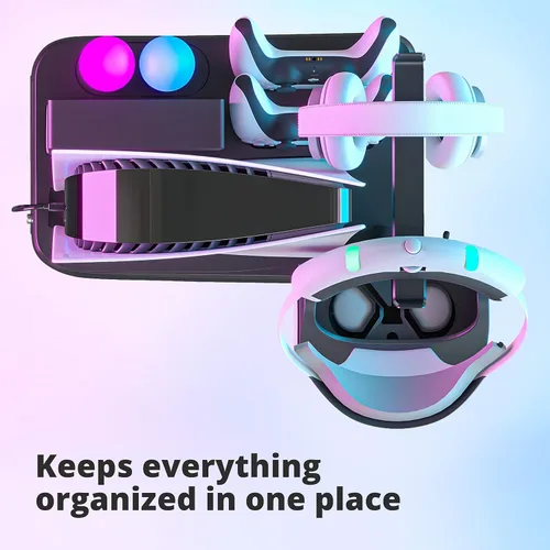 Vista 3 de Skywin PSVR Charging Display Stand - Showcase Cool Charge and Display your PS VR - Compatible with Playstation PS5 Headset Stand Fan Controller