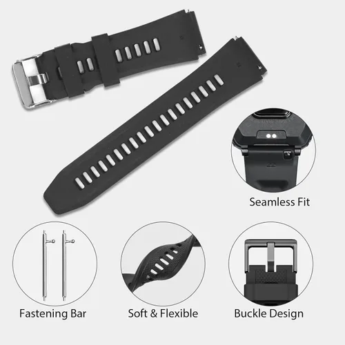 Vista 4 de Correa de reloj inteligente de 0.866 in, paquete de 2 correas de repuesto para reloj inteligente AMAZTIM M2/T2, compatible con SUNKTA K-52, correas