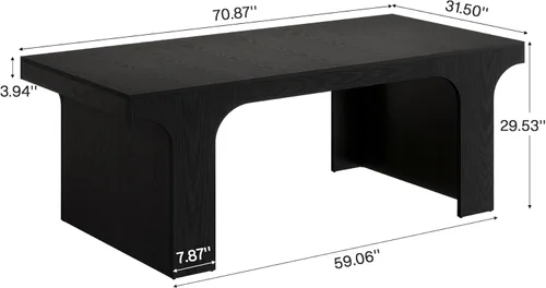 Vista 2 de Tribesigns 70.87" Executive Office Desk, Large Workspace Computer Desk, Modern Wooden Writing Table Simple Business Furniture with Arched Design for