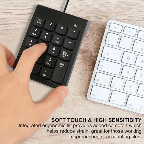Vista 4 de Teclado numérico para laptop, teclado USB de 10 teclas, portátil ultra delgado, mini Numpad, números externos, teclado para computadora portátil