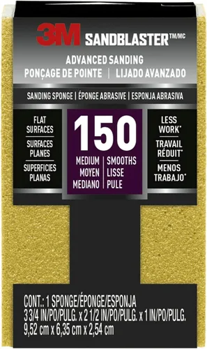 Vista 13 de 3M SandBlaster Esponja de lijado, dorado, 3.75 pulgadas x 2.5 pulgadas x 1 in., grano 180