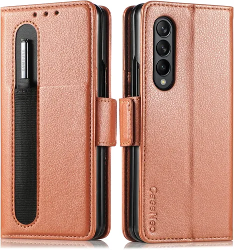 ZCDAYE Caso para Samsung Galaxy Z Fold 5, Samsung Z Fold 5 Wallet Phone Case, Premium Flip Funda De Cuero Para Samsung Z Fold 5 - Marrón